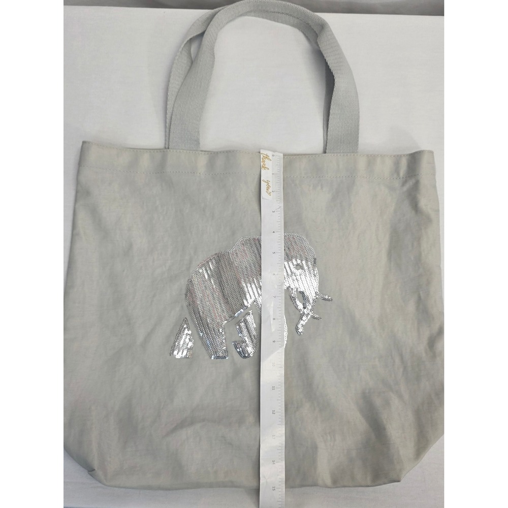 Banana Republic Grey Nylon Sequin Elephant Tote Bag Reusable Shopper Eco Friendl - Picture 12 of 13